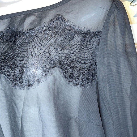Body Flirt Long Sleeve Black Sheer Top Black - Picture 4 of 8